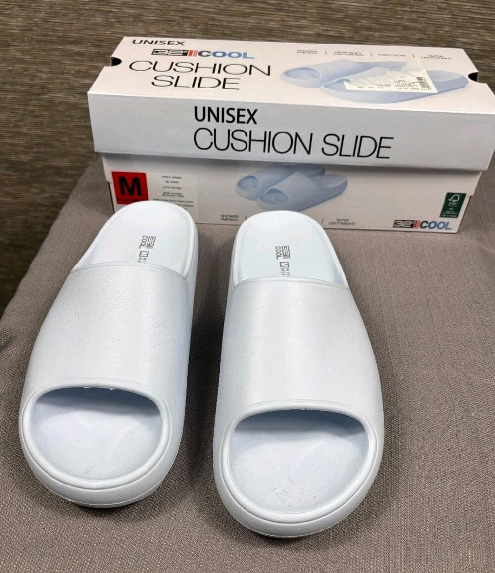 32 Degrees Cool Cushion Slides Unisex Blue Size M Super Lightweight NEW